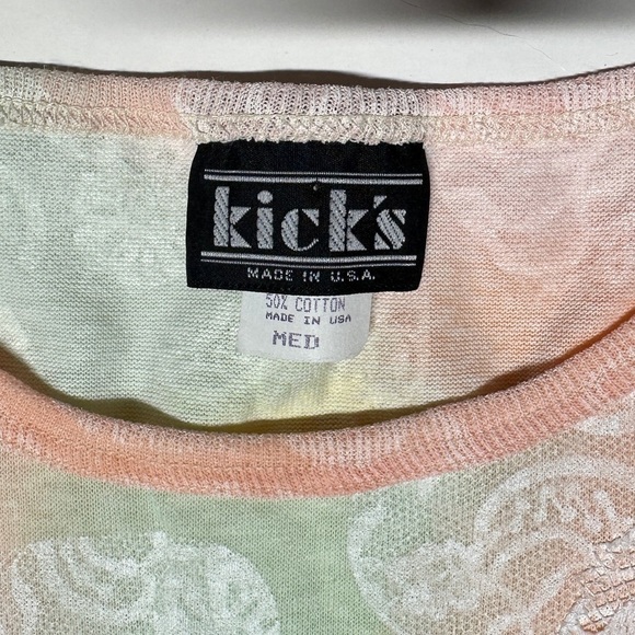 Vintage NWT Tee Shorts Set Pastel Watercolor Lace Hearts Cotton Blend USA Medium - Picture 13 of 15